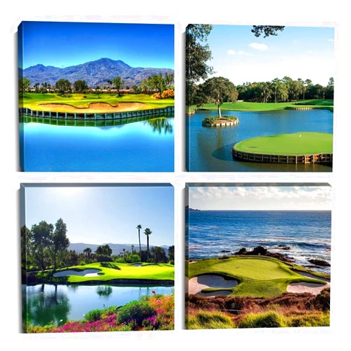 Pankila USA Golf Course Wall Art Golf Pictures Canvas Prints Golf Course Wall Decor for Living Room Bedroom Bathroom Home Decorations Painting Framed Artwork Ready to Hang (12''W x 12''H x 4)
