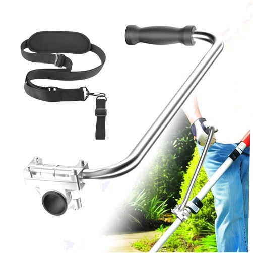 Ymozto Upgraded Ergonomic Weed Eater Handle, String Trimmer Grip with Adjustable Shoulder Harness & Bracket Clamp, Universal Back Saver Handle Extension Trimmer Handle for Lawn Care, Yard Trimming