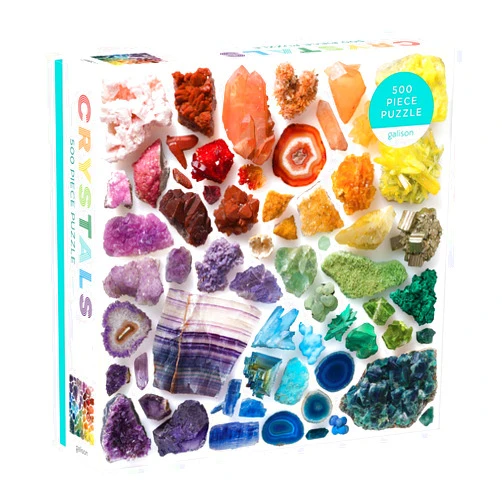 Galison Rainbow Crystals Jigsaw Puzzle, 500 Pieces, 20”x20” – Features an Array of Crystals and Gems in a Mesmerizing Rainbow of Color – Challenging, Perfect for Family Fun – Fun Indoor Activity