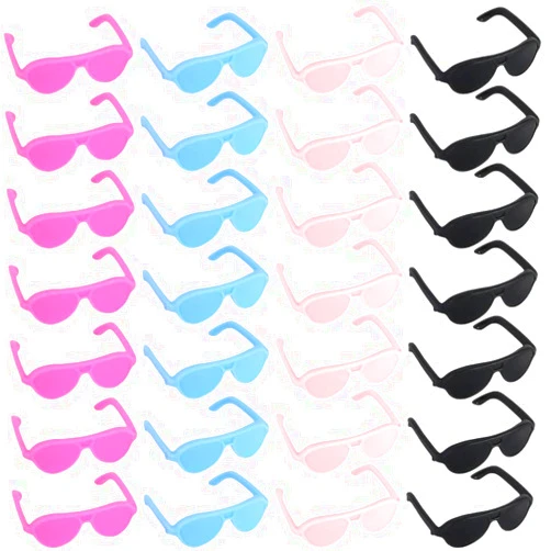 TOYANDONA 60pcs Doll Sunglasses, 4 Colors Dress Up Glasses Doll Eyeglasses Miniature Doll Sunglasses Mini Doll Glasses for Dollhouse Crafts Doll Costume Accessories