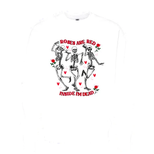 Handmade Roses Are Red Inside I'm Dead Sweatshirt, Valentines Day Sweater, Funny Skeleton Valentines Day Shirt, Funny Valentines SS227 (L, Sport Grey)
