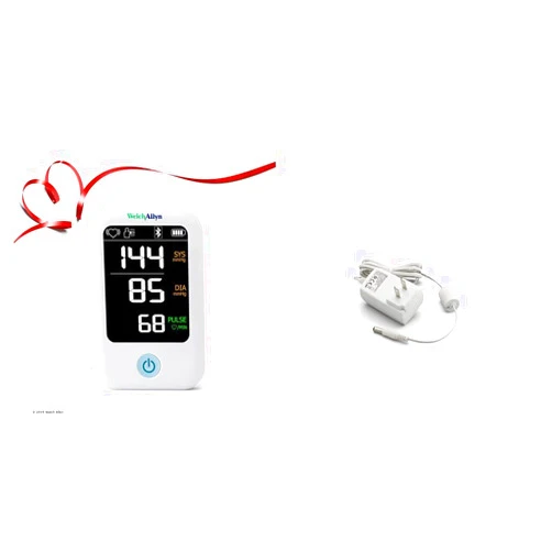 Welch Allyn Home - H-BP100SBP 1700 Series Blood Pressure Monitor and Upper Arm Cuff, Clinical-Grade Technology & RPM-BPACC-04 Blood Pressure Monitor AC Adaptor 1700 Monitor + Adaptor