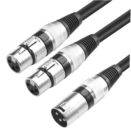 Disino XLR Splitter Cable, 3 Pin Dual XLR Female to Male XLR Patch Y Cable Balanced Microphone Cord Audio Adaptor (1 Male to 2 Female) - 5 Feet