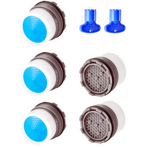 Boolavard Eiggsco Eigso 5 Pieces Faucet Aerator - Insert Water Tap Aerators Faucet Flow Restrictor Replacement Parts for Bathroom or Kitchen,1.2GPM,16.5mm/0.65Inch,Blue