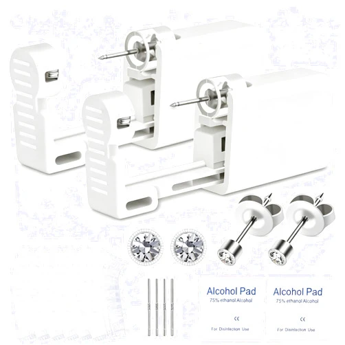 Anzero Ear Piercing Kit Disposable Ear Cartilage Piercing Gun Kit with Sterile CZ Studs, Painless Piercing Gun for Home Self-Use, Easy & Safe Piercing for Women, Men & Girls - 3MM