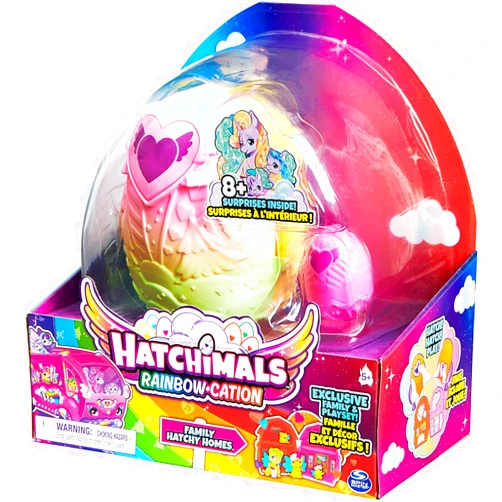 Hatchimals CollEGGtibles, Rainbow-Cation Family Hatchy Home Playset with 3 Characters & up to 3 Surprise Babies (Style May Vary), Kids Toys for Girls
