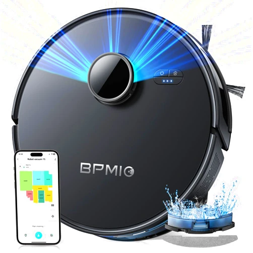 BPMIO 5000pa Robot Vacuum and Mop Combo,3 in 1 Robot Vacuum,LiDAR Navigation,5 Maps,30 No-go Zones, WiFi/App/Alexa,Auto-Charging,Robot Vacuum Cleaner for Pet Hair, Carpet, Hard Floor B15