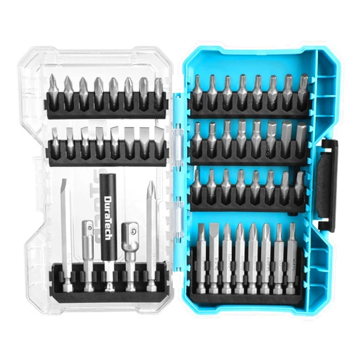 DURATECH 53-Piece Screwdriving Bit Set with Tough Case, S2 Steel Screwdriving Set with 3