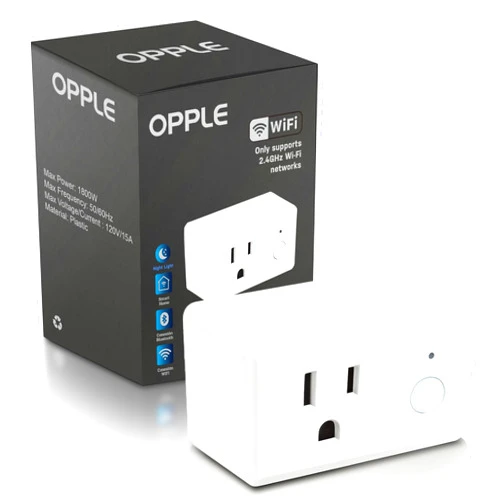 OPPLE Smart Plug with Night Light, Bluetooth and Wi-Fi Smart Outlet Socket, 120V 15A Home Smart Outlet Compatible with Alexa and Google Home, Remote and Voice Control with Timer Function, 1Pack