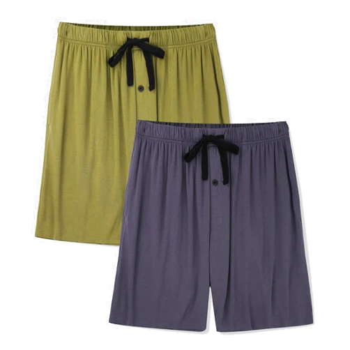 BAMBOO COOL Men's Pajama Bottoms Soft Comfy Breathable Lightweight Sleepwear Lounge Pajamas Shorts with pockets 2 Pack