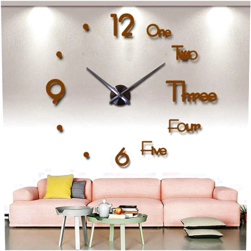 FASHION in THE CITY Large 3D Frameless Wall Clock Stickers DIY Wall Decoration for Living Room Bedroom Office (Coffee)
