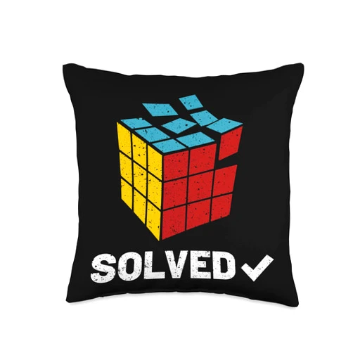 The Melting Cube - Competitive Speed Cubing Merch Competitive Puzzle Solved Speed Cubing 80's Vintage Toy Throw Pillow, 16x16, Multicolor
