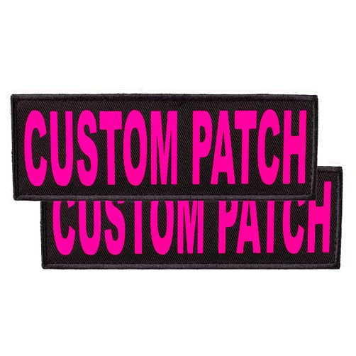 Dogline Custom Fluorescent Pink Text Patch for Vest Harness Or Collar Customizable Text Personalized Patches with Hook Backing Name Service Dog in Training Emotional Support (2 Patches) - 1