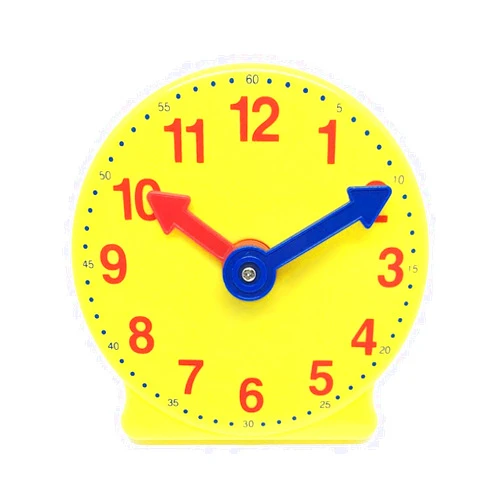 hand2mind Plastic Mini Geared Clock, Learning Clock Classroom Kit, Clock for Kids Learning to Tell Time, Yellow Practice Clock for Kids, Teaching Clock, School Supplies (Set of 1)