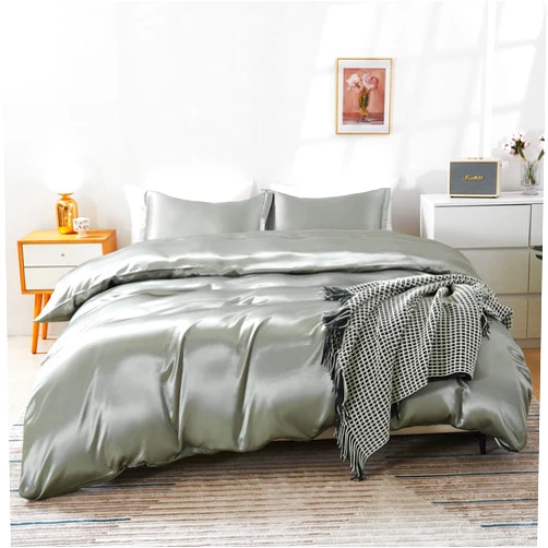 HOdo Home Satin Duvet Cover King Size, 3 Piece Silk Like Comforter Cover, Ultra Soft and Breathable Bedding Set with Zipper Closure & Corner Ties