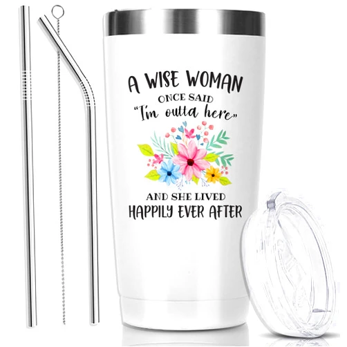 Fewoni Retirement Gift for Woman,Happy Retirement Gifts for Women 2024 Funny Retired Mug Mom Grandma Coworkers 20oz Tumbler With Lid And Straw