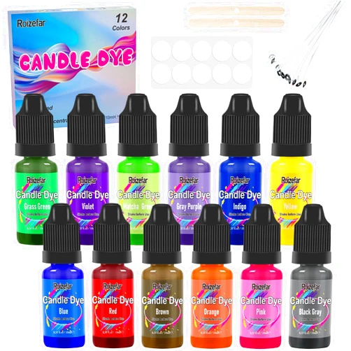 Roizefar Candle Dye - 12 Colors Wax Melt Dye for Candle Making, Oil-Based Dye for Wax, Highly Concentrate Liquid Candle Color Dye