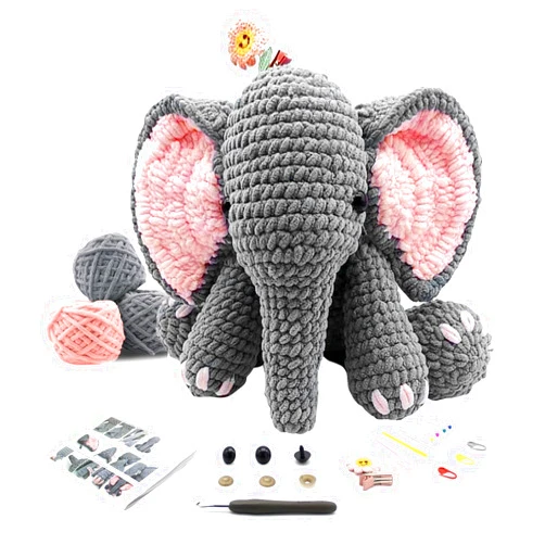 PODLINE Crochet Kit for Beginners, Learn to Crochet Stuffed Animal Kits for Adults, Easy Knitting Starter Set with Stich-by-Stich Video Tutorials