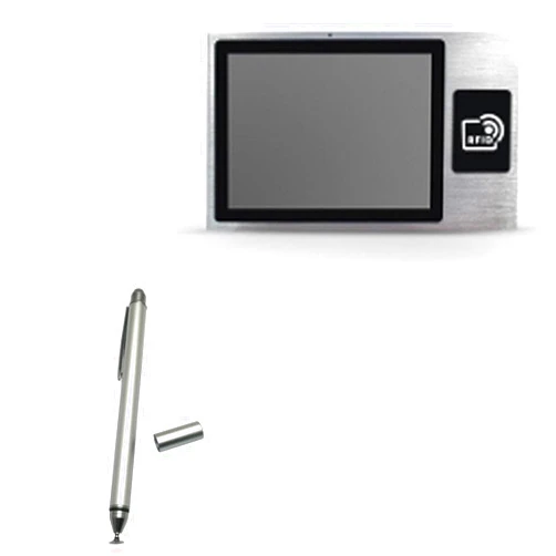 BoxWave Stylus Pen Compatible with Geekland GK-INNOD-NFC-13 (13 in) - DualTip Capacitive Stylus, Fiber Tip Disc Tip Capacitive Stylus Pen - Metallic Silver