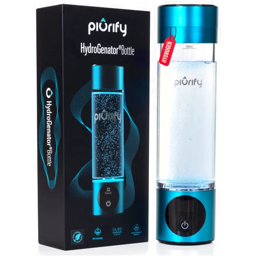 PIURIFY Hydrogen Water Bottle - Turquoise. Food Grade Body Tumbler; Spe/pem Technology, Generates Real 3000ppb Pure Hydrogen Rich Concentration. Dupont Membrane, Purification Vent, OLED Display.
