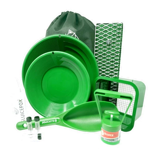 Sluice Fox Compact Gold Panning Kit with Portable Sluice: Includes Miners Moss, Gold Trap Mat, Sand Separator, Classifier, and Free Tote