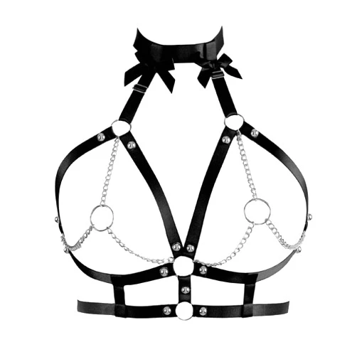 BANSSGOTH Plus Size Harness Bra Women Body Chain Gothic Butterfly Lingerie Punk Cage Hollow Out Gothic Halloween Rave Clothing