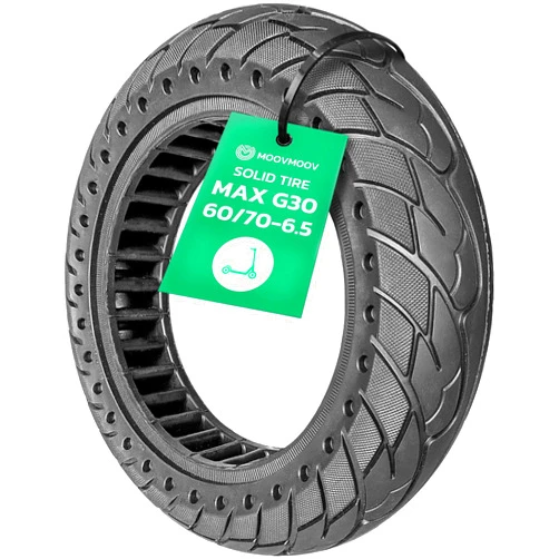 MOOVMOOV Solid Tire 10x2.5 for Ninebot G30 Max E-Scooter - Replaces Tubeless Tire 60/70-6.5 - Solid 10 inch Anti-Puncture Tire - Video Tutorial Included