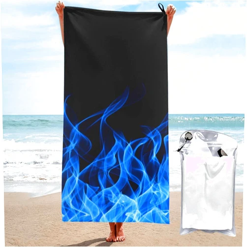 BTGVGSE Blue Flame Quick Dry Beach Towel Microfiber Bath Towel Blanket Soft Absorbent Bath Towels Wrap 27.5