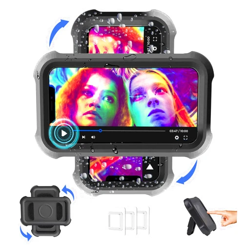 Spread Pixie Dust Shower Phone Case Holder Waterproof Upgraded 480° Rotating Phone Shower Holder Wall Mount Bathroom TV Shower Gadget Shower Accessory Phone Mount iPhone Shower TV (Black)