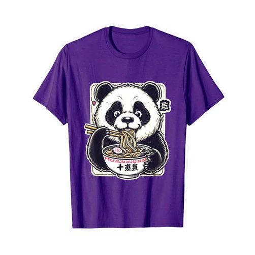 Kawaii Artwork Co Japanese Panda Ramen Kawaii Neko Japanese Noodles Aesthetic T-Shirt, Small, Black