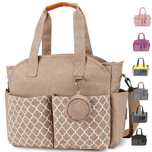 ROSEGIN Baby Diaper Bag Tote for Girls and Boys with Pacifier Case, Large Tote Diaper Bag for Moms, Travel & Work, Stylish Mommy Bag for Hospital, Baby Shower Gifts, Khaki