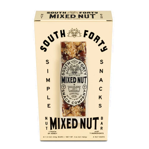 South 40 Snacks Crunchy Nut Bars, Mixed Nut, 40g (Pack of 4)