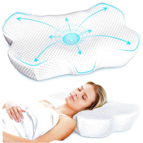 Robhomily Cervical Neck Pillow for Pain Relief Sleeping Side Sleeper Pillows for Neck and Shoulder Pain Memory Foam Pillow for Side Sleepers,Back and Stomach Sleepers
