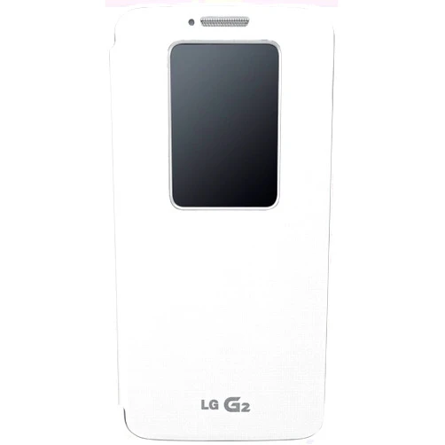 LG White QuickWindow Convenient Folio Flip Diary Case Cover for LG G2 (EXCLUDINGVerizon) [Sprint, Virgin Mobile, AT&T Only]