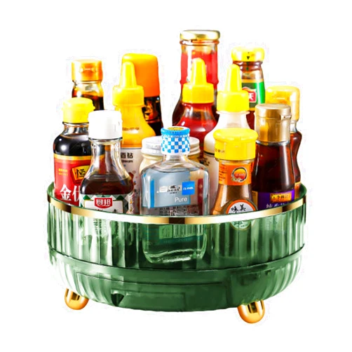 BELWEI Lazy Seasoning Rack Spice Shelves Fruit Basket for Kitchen, Multi-layer Countertops Turntable Storage Organization for Bathroom, 360°rotatable Large Capacity Seasoning Box for Living Room