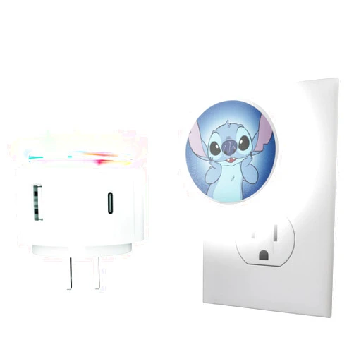 IJoy Disney Lilo and Stitch Light- Touch LED Night Light with USB Charging- LED Nightlight with 6 Light Settings, USB 2.0 and Type C Ports- Lilo and Stitch Gifts for Girls, Adults and Fans of Stitch Stuff