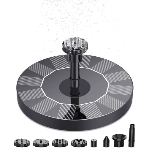 AISITIN 1.5W Solar Bird Bath Fountain Pump, Solar Fountain Pump for Bird Bath with 6 Nozzles, 6.5