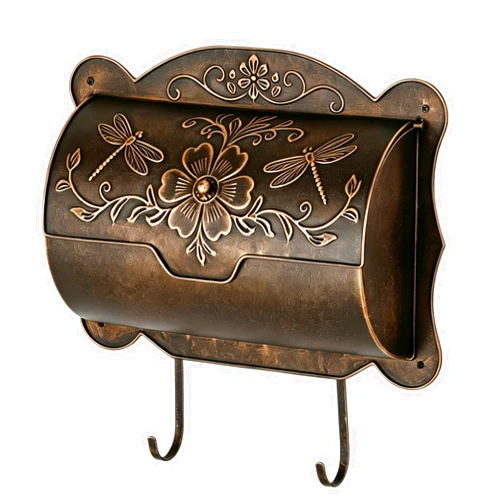 Ironlux Wall Mount Mailbox with Newspaper Holder, Upgraded Embossed Vintage Mailbox Wall Mount, Dragonfly & Floral Decorative Front Porch Antique Mailboxes, Mail Boxes for House Outside Garden