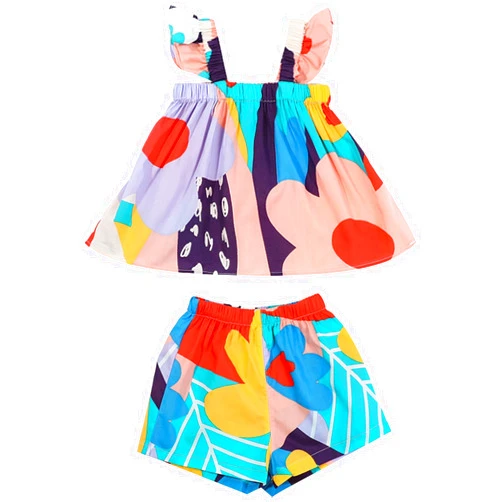 RTJTGXF Summer Toddler Kids Girls New Outfits Patchwork Cotton Sleeveless Suspender Tops Tie Dye Shorts Casual Set Clothes