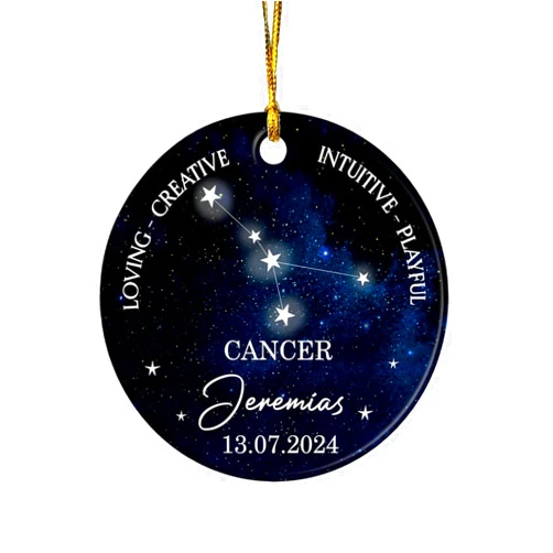 Ziraci Personalized Cancer Zodiac Sign Christmas Ornament, Astrology Horoscope Xmas Ornaments Gifts for Cancer Lovers, Constellation Christmas Ornaments, Cancer Zodiac Lovers Ceramic Ornament Keepsake