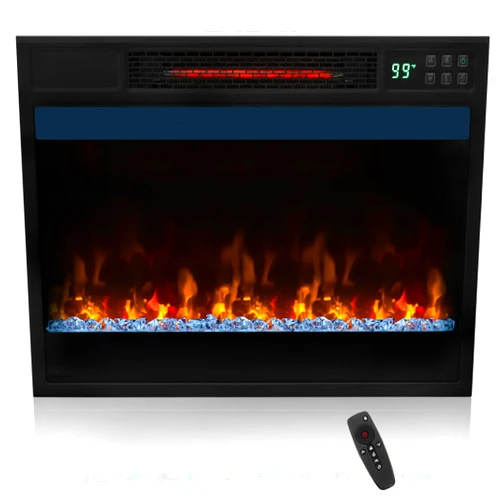 Tangkula 23-Inch Infrared Quartz Electric Fireplace Insert with Remote Control, 1500W Recessed Fireplace Heater with Thermostat, Overheat Protection, 8H Timer, 6 Flame Settings, 5 Flame Brightness
