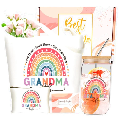 DDOFAH Grandma Christmas Gifts for Women from Grandchildren, Unique Grandmother Canvas Tote Bags, Birthday Gift Ideas for Granny Gigi, Gifts for Her (16 oz)