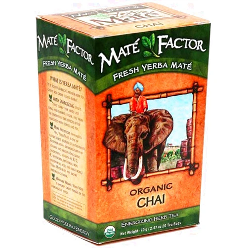 Maté Factor The Mate Factor Yerba Mate Energizing Herb Tea, Chai, 20 Tea Bags (Pack of 3)