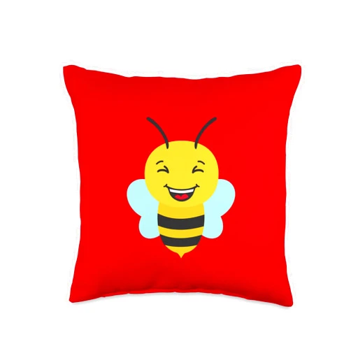 Bienenkönigin Bienenvolk, lustige Sprüche Laughing Honey Bee Comic Drawing for Men Women Children Throw Pillow, 16x16, Multicolor