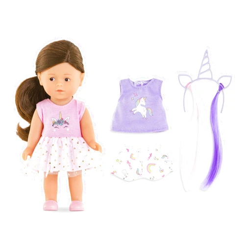 Corolle Mini Corolline Romy Unicorn Gift Set includes 8