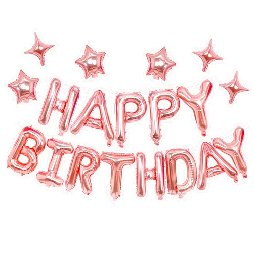 IPartycool Happy Birthday Balloons Banner，iPartycool 24pcs 3D Rose Gold Premium Mylar Foil Letter Happy Birthday Banner with 6pcs Star Balloons Kits for Kids Boys Men Adults Birthday Party Decorations HB0RG