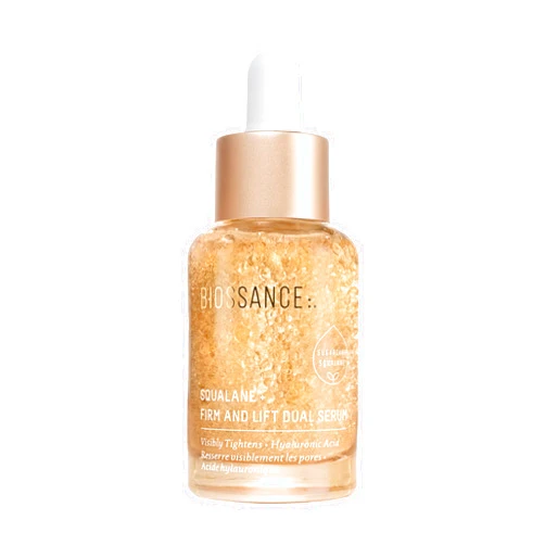 Biossance Squalane + Firm & Lift Dual Serum – Face Serum for Maturing Skin – Lifts & Hydrates – Reduces Wrinkles – Hyaluronic Acid, Squalane, Ectoin, Gravetye Giant & Bisabolol – 30ml