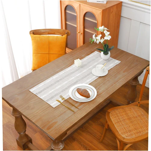 Gernaice Boho Table Runner, Embroidered Cotton Linen Farmhouse Table Runners for Dresser End Coffee Table Home Decor, 36