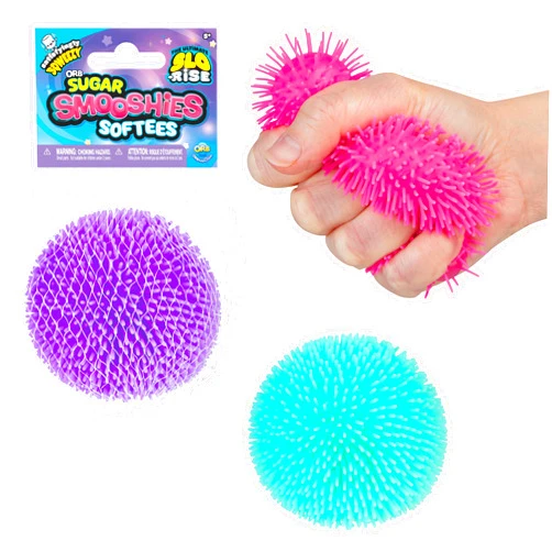The Orb Factory ORB Curiosities Sugar Smooshies Softees Slow Rise Sugar Ball 3 Pack - Soft, Squishy and Stretchy Stress Ball Squishies for Play and Stress Relief - Sugar Water Filled Fidget Toys for Kids and Adults