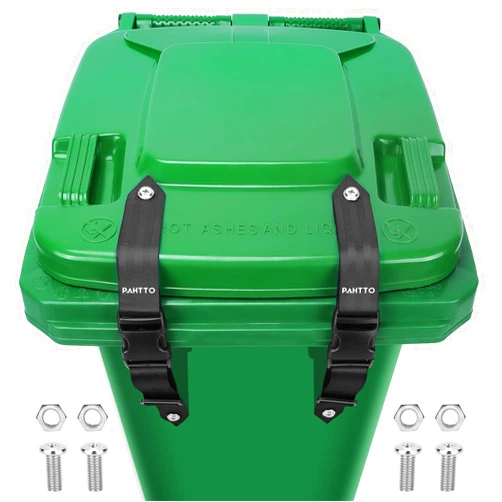 PAHTTO Trash Can Locks for Animals 2PCS, Universal Garbage Can Lock, Nylon Bear Proof Trash Bin Lid Lock, Adjustable and Easy to Install, Heavy-Duty Garbage Can Strap for Outdoor Trash Can